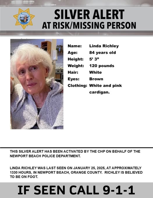 Linda Richley Missing: Silver Alert Issued for 84-Year-Old in Newport Beach, CA