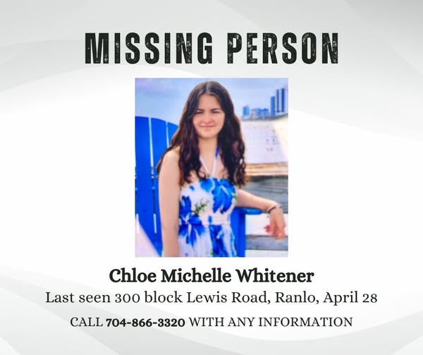 Missing Teen Alert: Chloe Michelle Whitener, 17, Vanishes in Gastonia, North Carolina