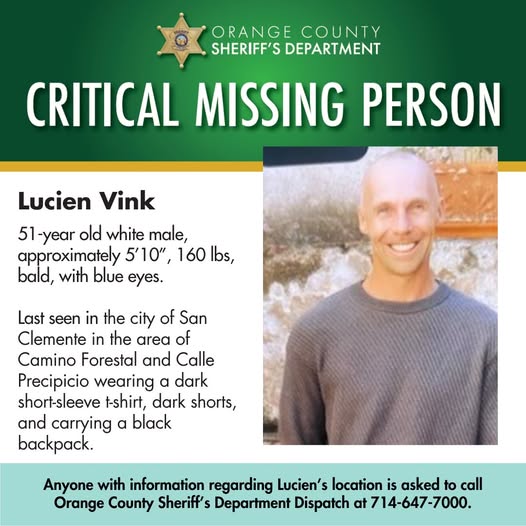 Lucien Vink Missing: Orange County Sheriff’s Department Urgently Seeks Public’s Help